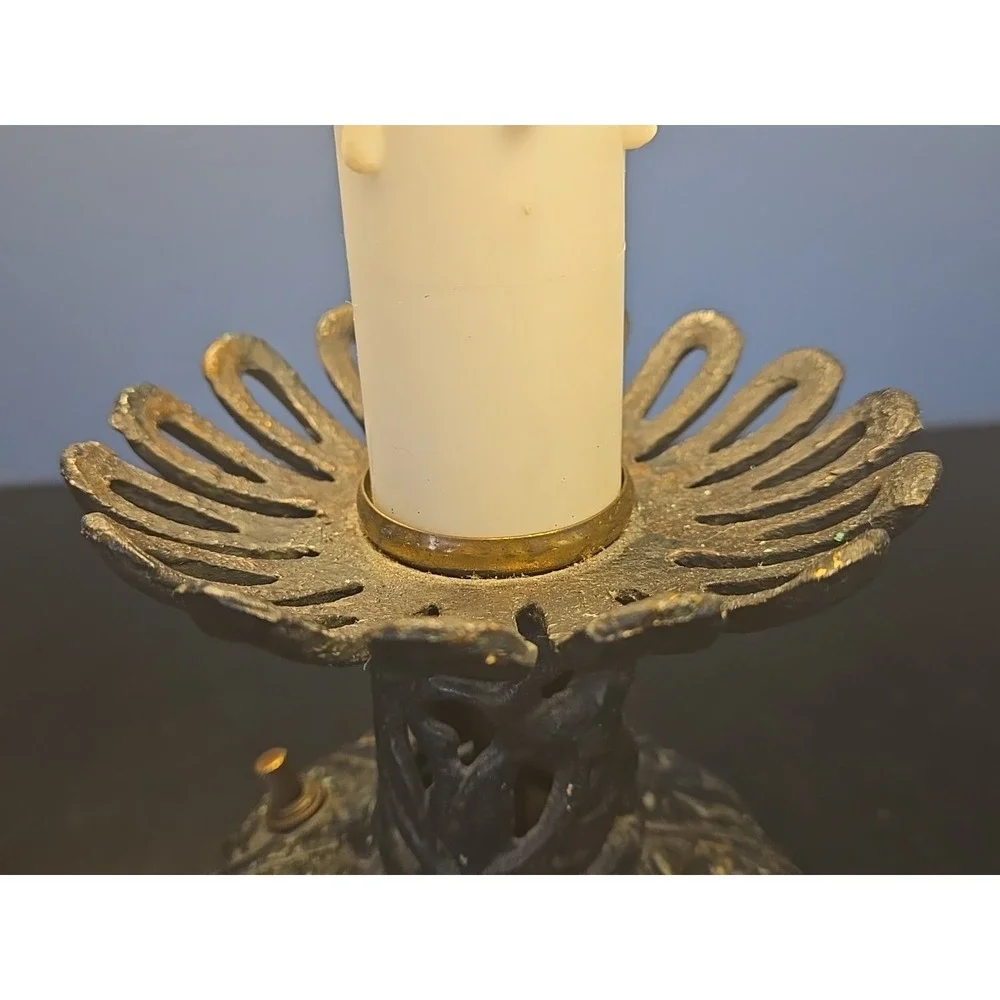 Vintage Leviton Cast Iron Metal table lamp‎ Dual Socket double light Lamp Black
